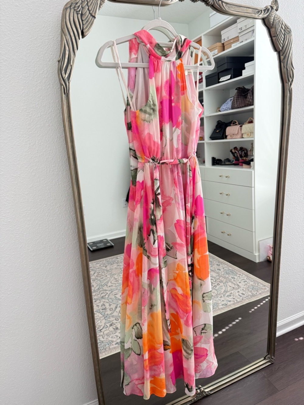 Eliza J Pink Watercolor Floral Halter Maxi Dress - Picture 7 of 8